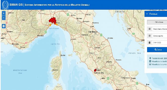 La mappa attuale della diffusione della peste suina